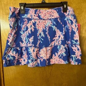 NWT Lilly Pulitzer Luxletic Fern Skort Borealis Blue Swim On Over SZ L